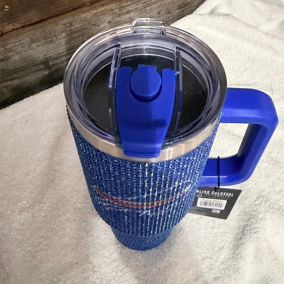 Blinged Fabulous Blue Buffalo Bills NFL Travel Mug with Handle - Picture 4 of 5
